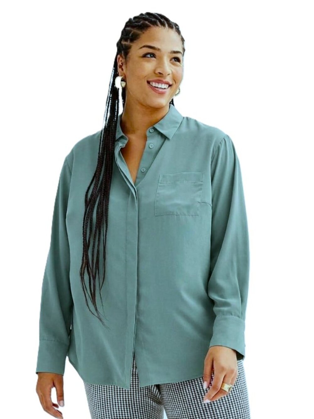 NINE WEST Drapey Button-Down Shirt. Plus Size 3X